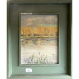 Jacques Birr River view with autumnal colours, signed lower left and inscribed, oil on board,