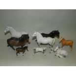 Beswick horses to include three dappled horses, three brown gloss horses,