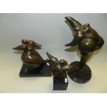 Three contemporary bronze figures of plump ladies in the nude signed 'Neilo European bronze Finery'