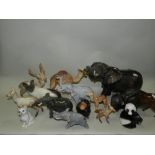 Beswick exotic and wild animals to include an elephant, a buffalo, a camel, a deer, a monkey,