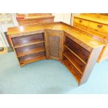 A hand made oak and pine corner bookcase unit,