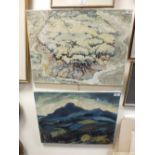 Judith Moy, a pair of landscapes, acrylics, one title 'Carn Llidi,