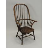 An ash and elm stick back Windsor chair, late 19th century,