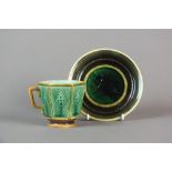 A Wedgwood majolica cup and saucer, late 19th century,