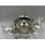 A quantity of electro-plated tablewares and other items to include a four piece tea set,