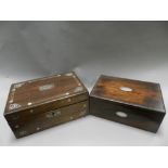 Two late 19th / early 20th century mother of pearl inlaid jewellery boxes