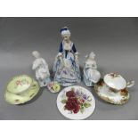 Royal Albert Old Country Roses wares, further florally decorated tea wares, Capodimonte figures,
