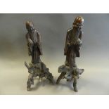 A pair of Chinese carved rootwood figures of Sholau,