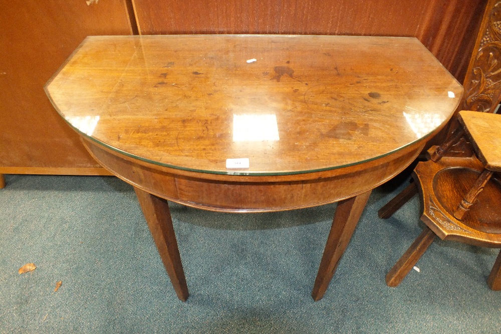 A George III mahogany dining table 'D' end, converted to side table, 98cm wide, 56cm deep,