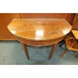 A George III mahogany dining table 'D' end, converted to side table, 98cm wide, 56cm deep,