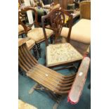 A George III elm dining chair with vase shaped splat,