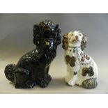Two pairs of Staffordshire dogs together with five further Staffordshire dog figures
