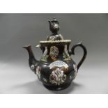 A large dated Measham barge ware teapot and cover