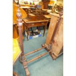 A Victorian mahogany cheval mirror frame with two fluted columns,