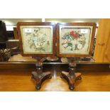 A pair of mid-Victorian walnut table screens,