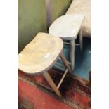 Two vernacular elm seat stools