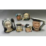 Two trays of assorted Royal Doulton character jugs to include The Falconer,