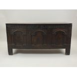 A joined oak chest, early 18th century,