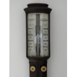 A mahogany stick barometer, 19th century,