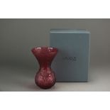 A Lalique Crystal Arabesque vase in ruby,