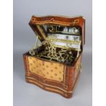 A Bavarian walnut, rosewood and mother of pearl inlaid table decanter box, second half 19th century,