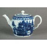 A Caughley teapot and cover transfer-printed with the Pagoda pattern, circa 1785-95, S mark,