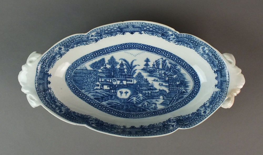 A Caughley radish dish transfer-printed with the Full Nankin pattern, circa 1784-92, unmarked, 29.