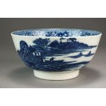 A Caughley waste bowl transfer-printed with the Fenced Garden pattern, circa 1780, unmarked,