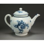 A Caughley teapot and cover transfer-printed with the Sliced Apple pattern, circa 1784-92, S mark,