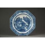 A Caughley octagonal soup dish, circa 1785-93,