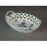 A Caughley oval basket painted in the Gillyflower I pattern, circa 1776-80,