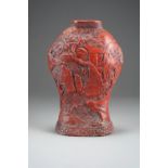 A Chinese cinnabar lacquer vase, six-character Chenghua mark but probably Qing Dynasty,