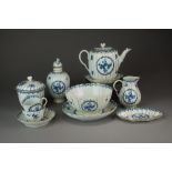 A collection of Caughley tea and coffee wares transfer-printed in the Fruit and Wreath pattern,