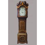 A mahogany and chequer strung and satinwood cross banded longcase clock,