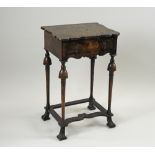A William and Mary style walnut veneered side table of small proportions,