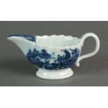 A Caughley cream boat transfer-printed in the Fisherman or Pleasure Boat pattern, circa 1780-88,