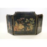 A Chinese lacquer two-fold fire screen, late Qing/Republic,