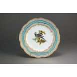A Coalport plate painted with a parrot perched upon a branch by John Randall, circa 1860,