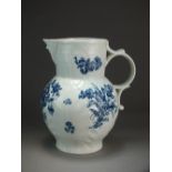 A Caughley mask head cabbage leaf jug transfer-printed in the Bouquets pattern, circa 1776-79,