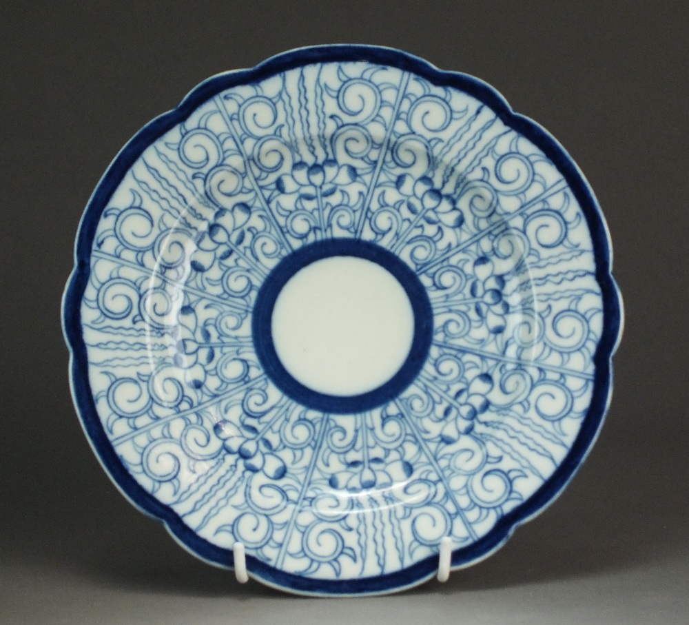 A Caughley dessert plate painted in the Royal Lily pattern, circa 1785-92,