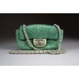 A Chanel Swarovski crystal embellished flap bag, green metallic leather,