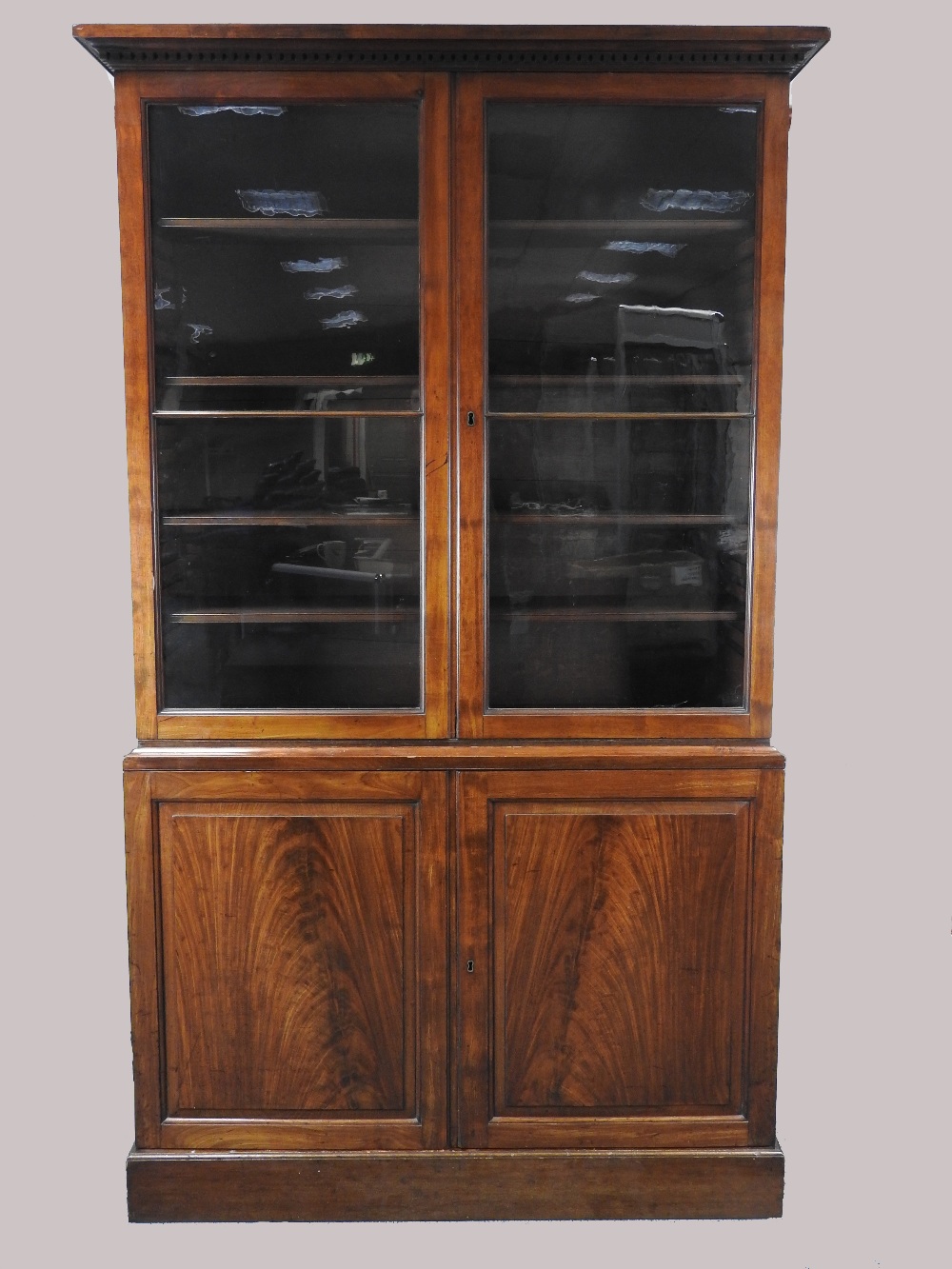 A mahogany cabinet bookcase, 19th century,