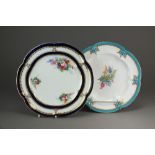 A set of six Coalport cobalt, gilt and florally painted dessert plates, mid-19th century,