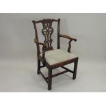 A George III mahogany open armchair, late 18th / early 19th century,