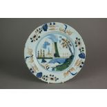 A London delft plate, attributed to Vauxhall, circa 1750,