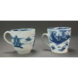 A Caughley coffee cup transfer-printed in the Fence and House pattern, circa 1786-92, unmarked, 6.