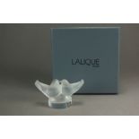 A Lalique crystal model of two lovebirds, marked Lalique, France, 4.