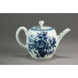 A Worcester porcelain teapot and cover transfer-printed in the Rose Centred Spray pattern,