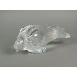 A Lalique polished glass sculpture of a pigeon, 'Pigeon Verviers' naturalistically moulded,