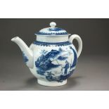 A Caughley teapot and cover transfer-printed in the Pleasure Boat pattern, circa 1785, S mark, 12.